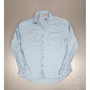 EQ Equilibrio EQ Rooster Button Down Shirt Mens Large 100% Linen Long Sleeve